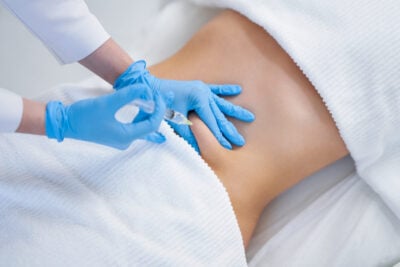 Picture of lipolysis treatment on different parts of woman body
